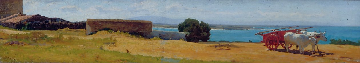 Roter Wagen in Castiglioncello von Odoardo Borrani