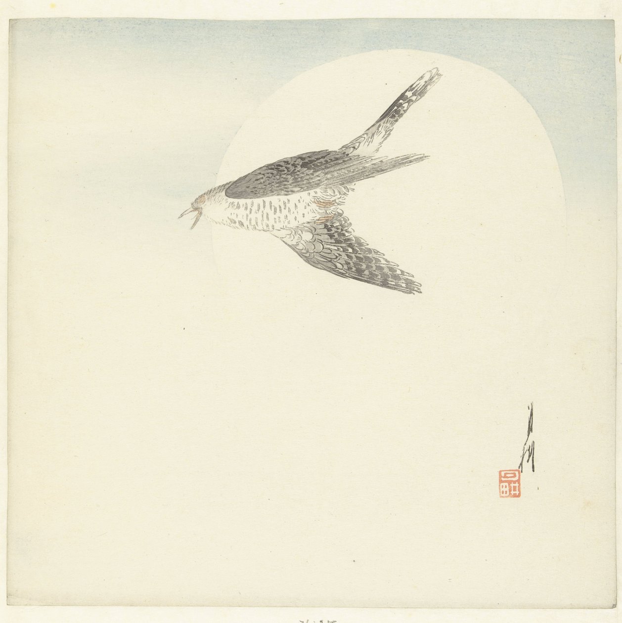 Kuckuck fliegt bei Vollmond von Ogata Gekko
