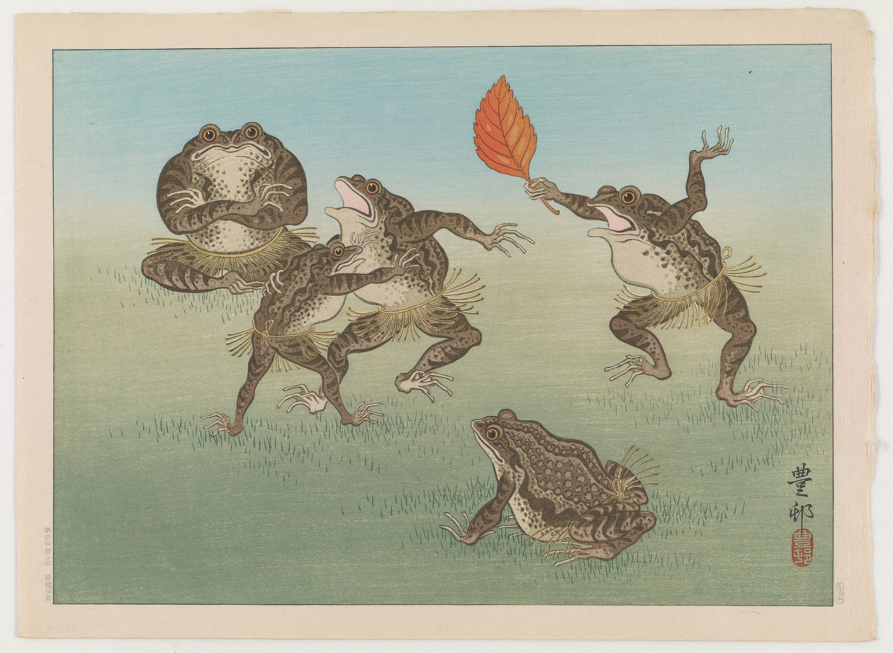Sumo-ringende Kröten, ca. 1930 von Ohara Koson