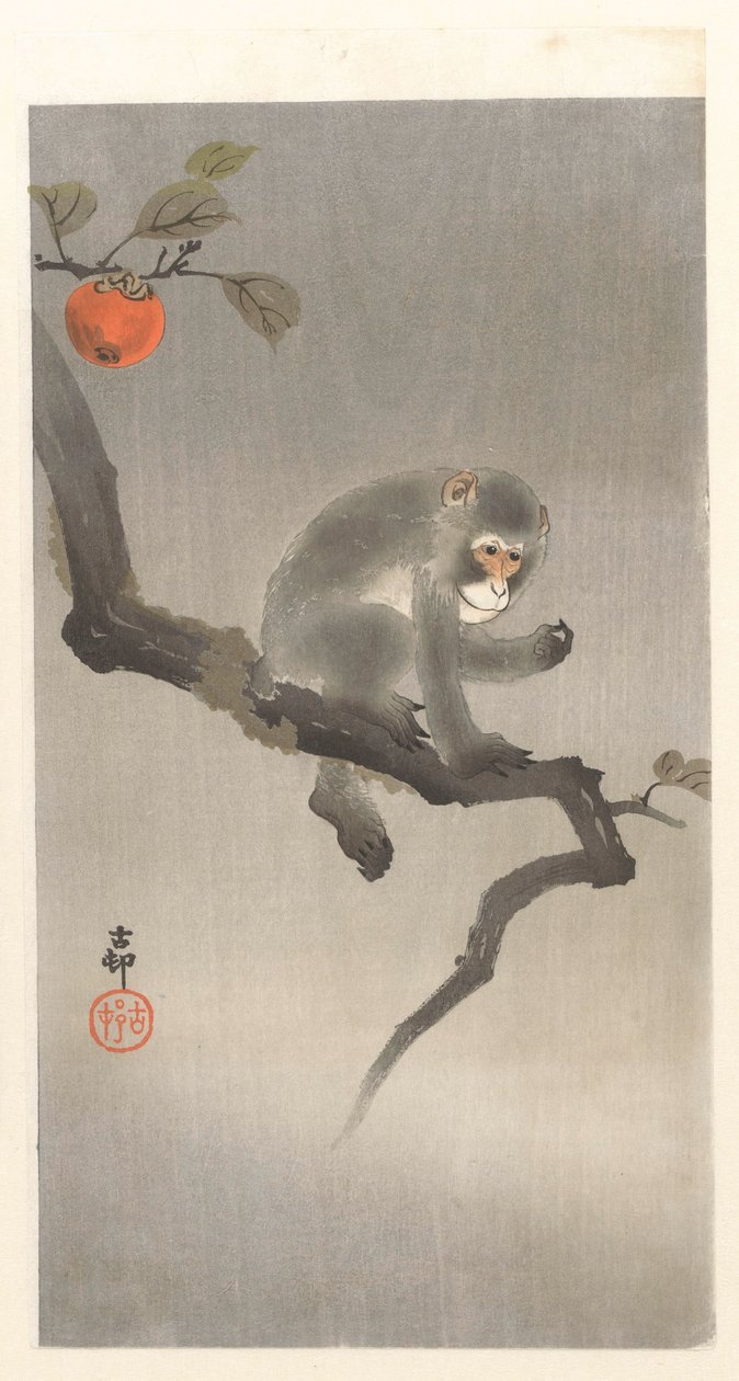 Affe im Kakibaum von Ohara Koson