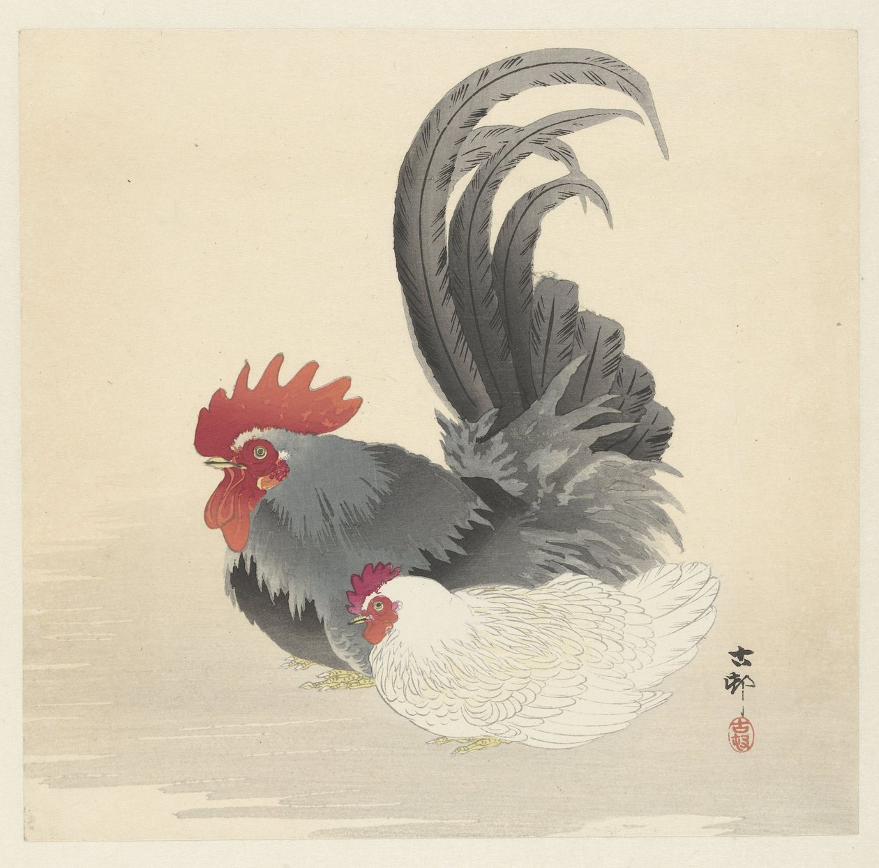 Huhn und Hahn von Ohara Koson