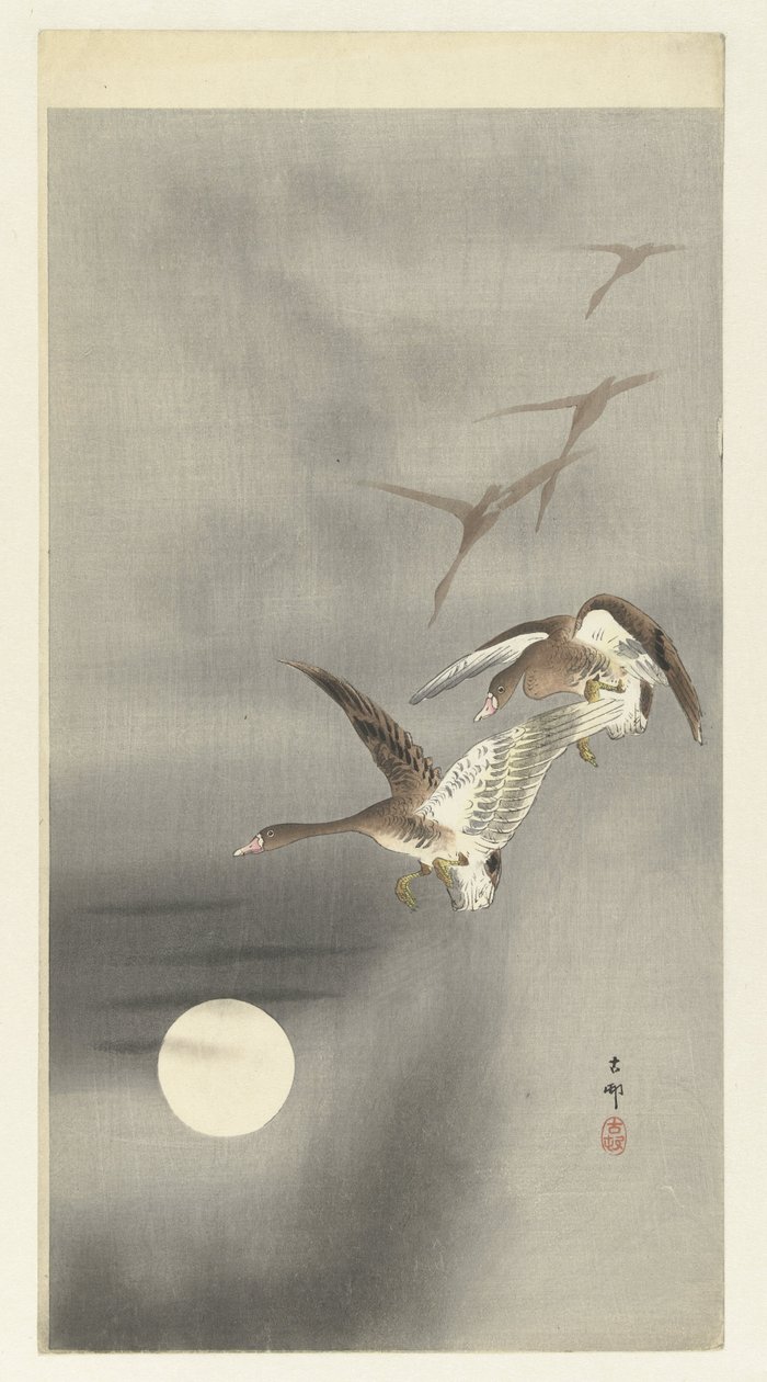 Gänse im Flug von Ohara Koson