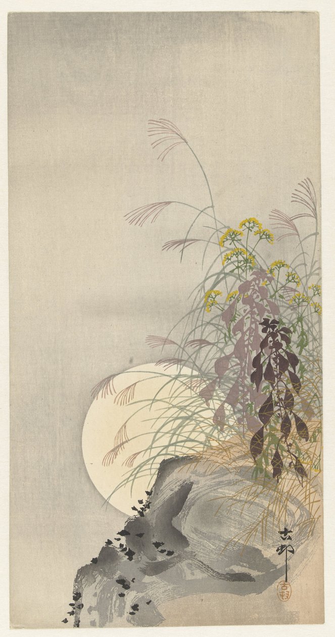 Gräser bei Vollmond von Ohara Koson