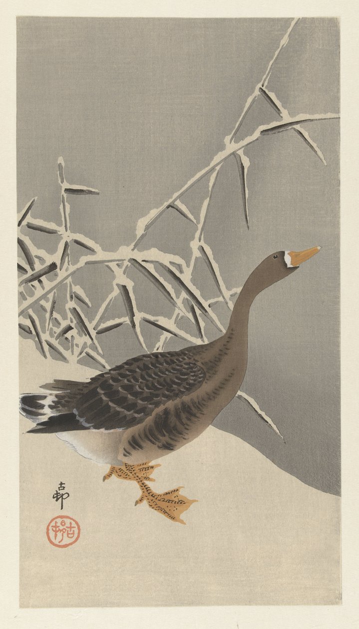 Kolgans im Schnee von Ohara Koson