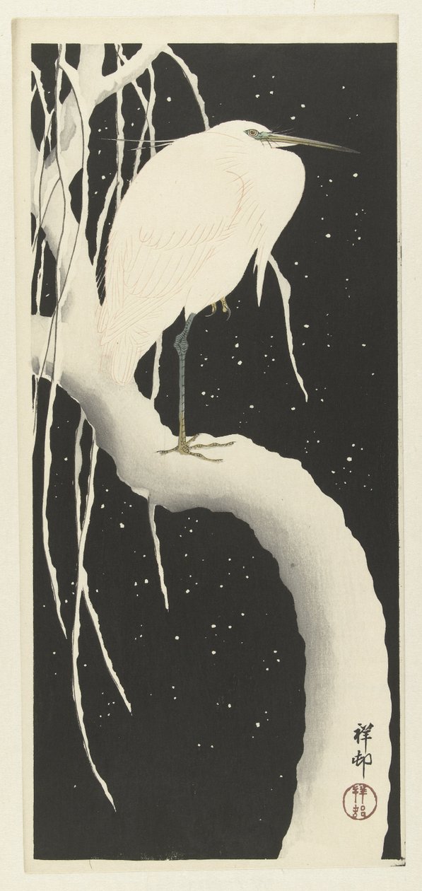 Reiher im Schnee von Ohara Koson
