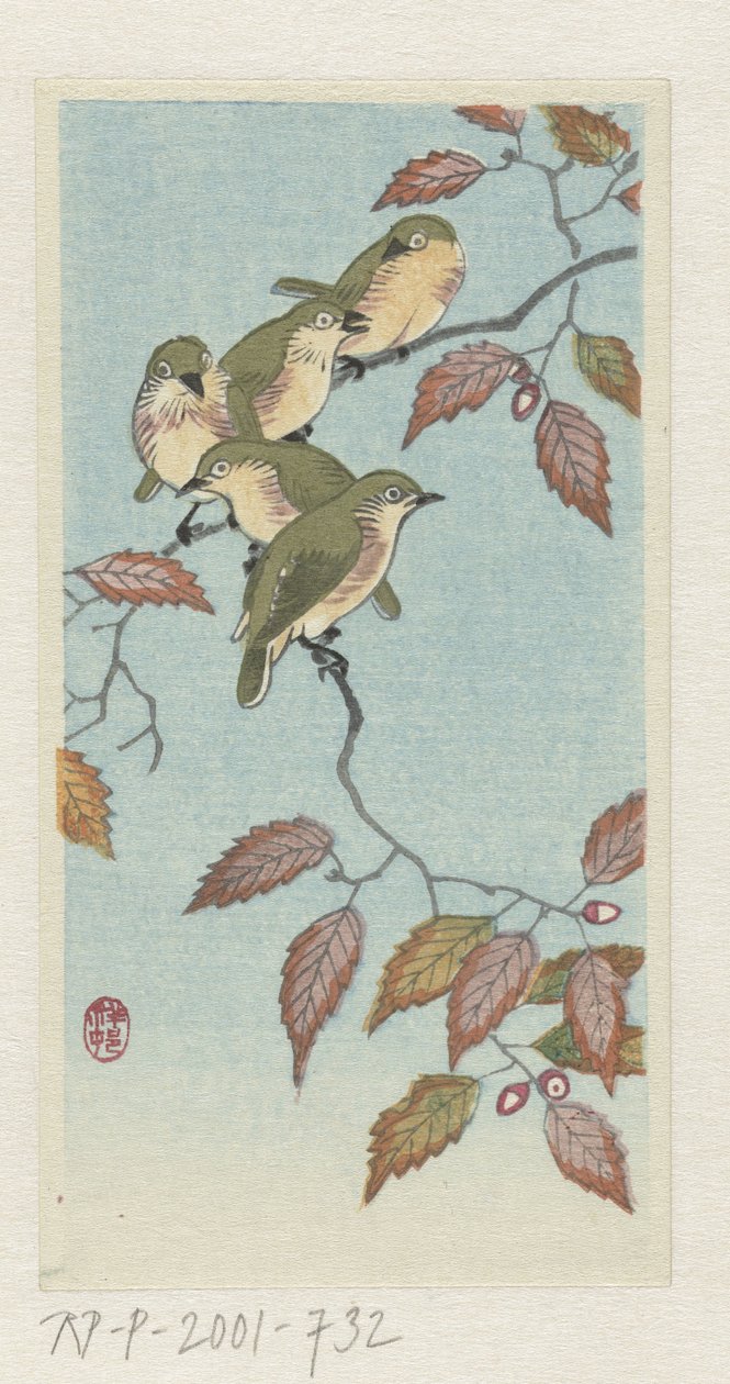 Kleine Vögel auf einem Zweig von Ohara Koson