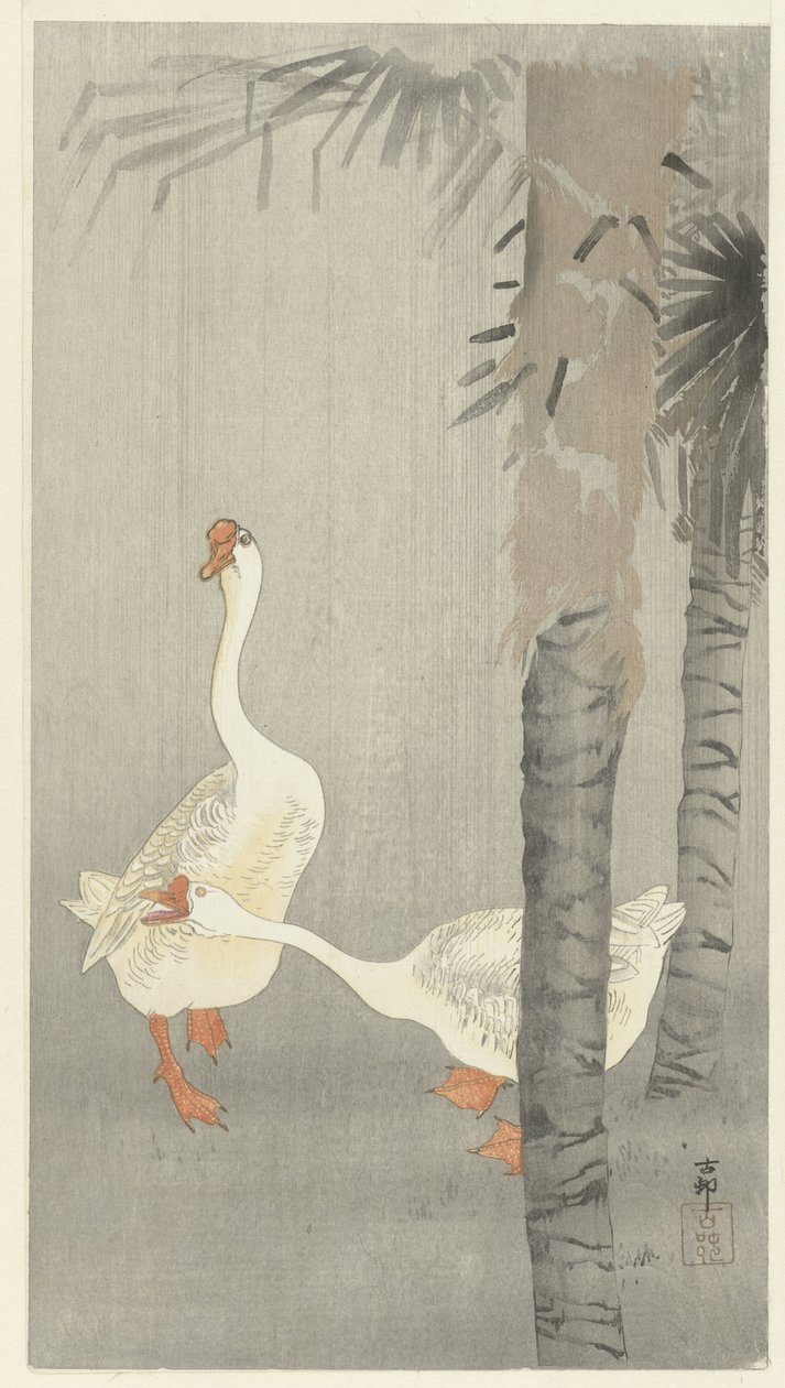 Gänse im Regen von Ohara Koson