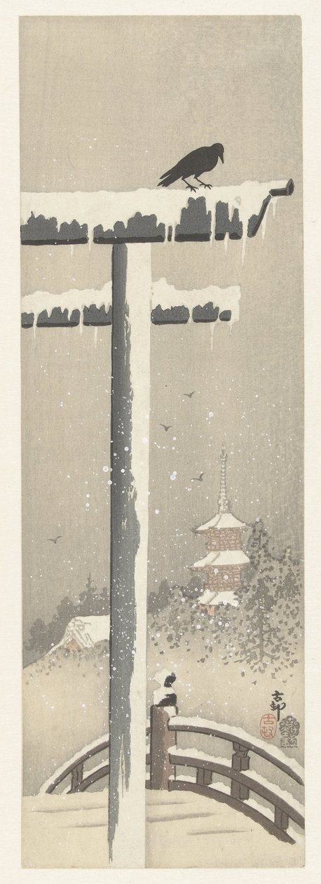 Torii im Schnee von Ohara Koson