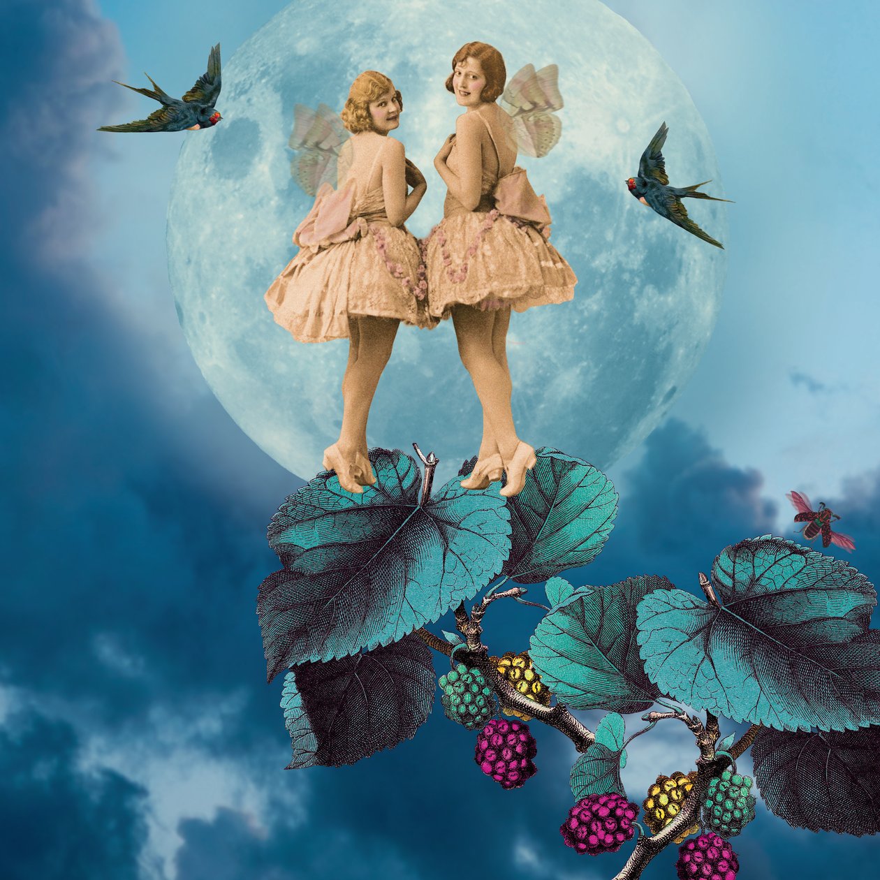 Blauer Mond, 2014 (digitale Collage) von Olga Snell