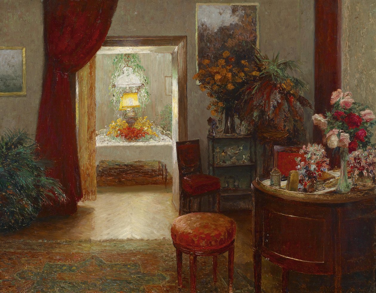 Interieur mit Blick auf einen festlich gedeckten Tisch von Olga Wisinger Florian