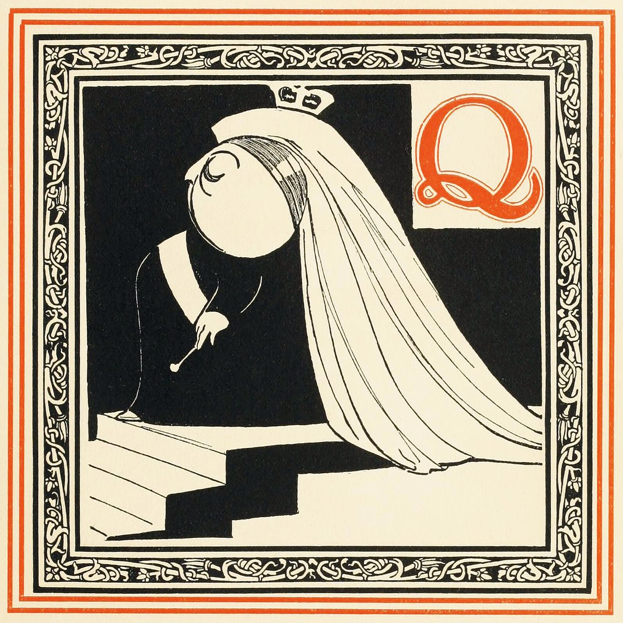 Q ist die Königin, so edel und frei, aus Ein Alphabet der Berühmtheiten, veröffentlicht 1899 von Oliver Hereford