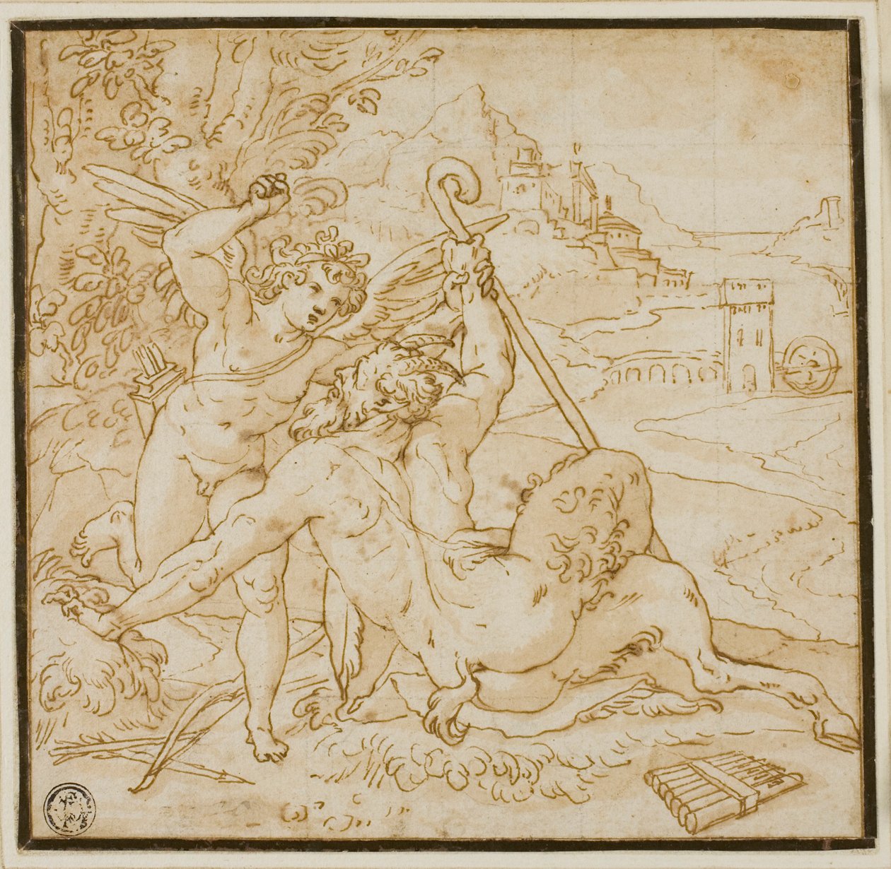Amor besiegt Pan von Orazio Samacchini