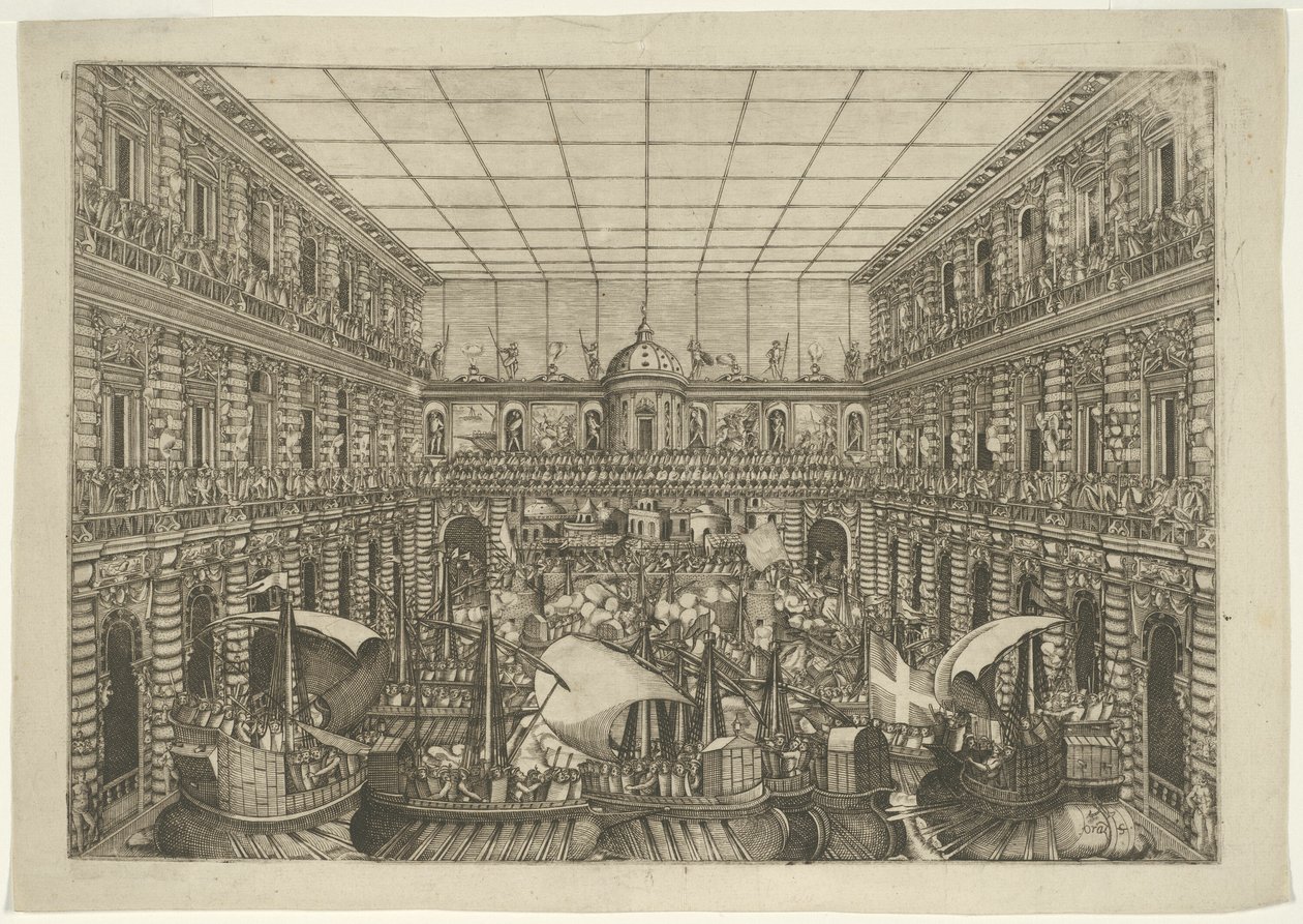 Naumachie im Hof des Palazzo Pitti von Orazio Scarabelli