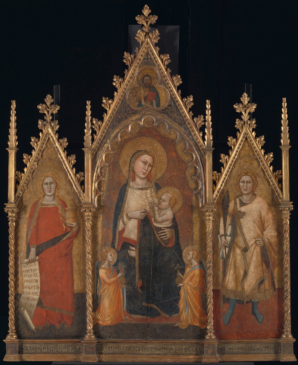 Triptychon mit Maria und Kind und den Heiligen Maria Magdalena und Ansanus von Orcagna