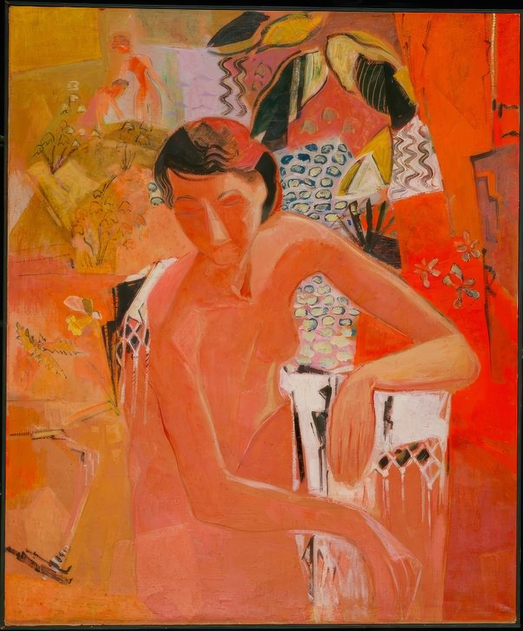 Badende mit Fransentuch von Oskar Moll