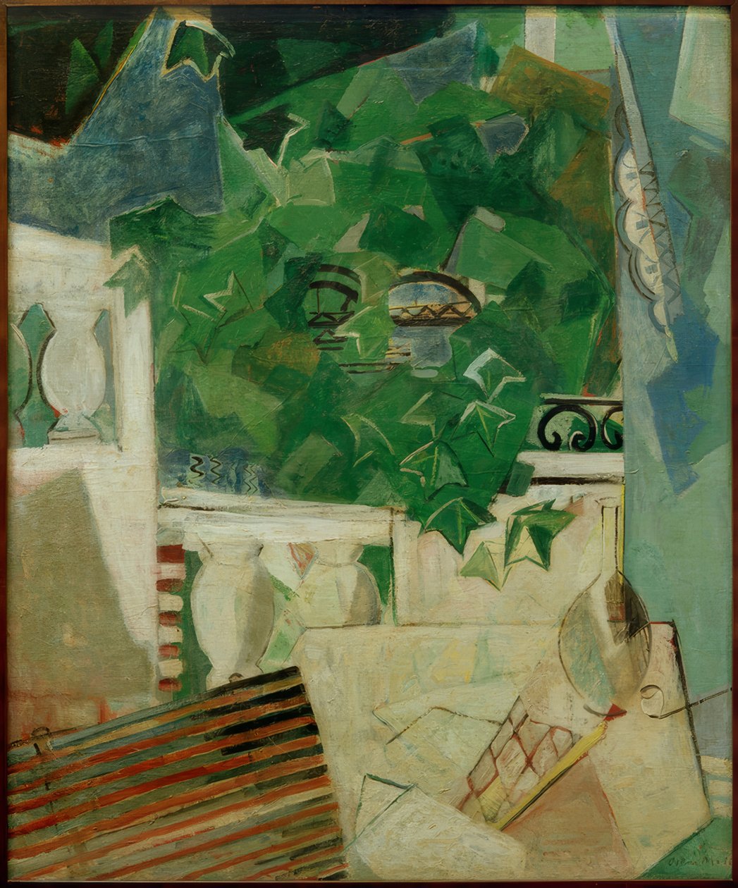Landschaft mit weißer Terrasse von Oskar Moll