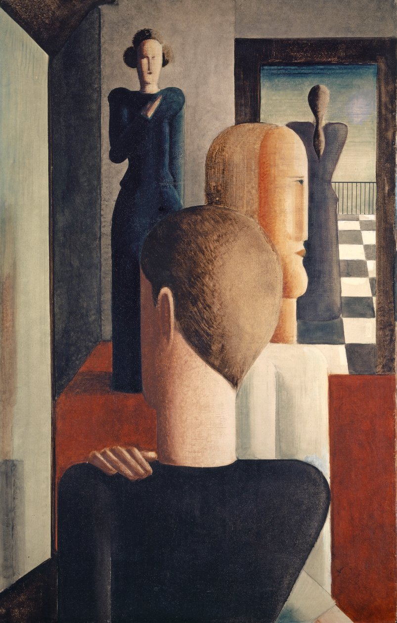Innenraum mit fünf Figuren, römisch von Oskar Schlemmer