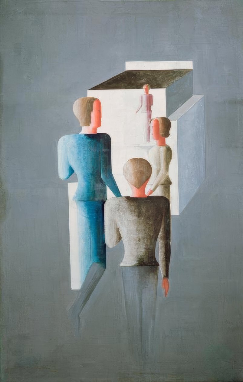 Vier Figuren und Kubus von Oskar Schlemmer