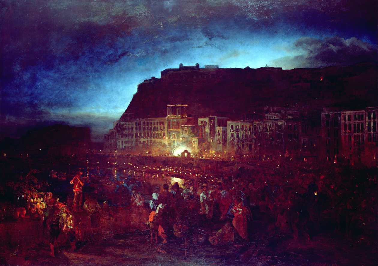 Fest der Heiligen Lucia in Neapel von Oswald Achenbach
