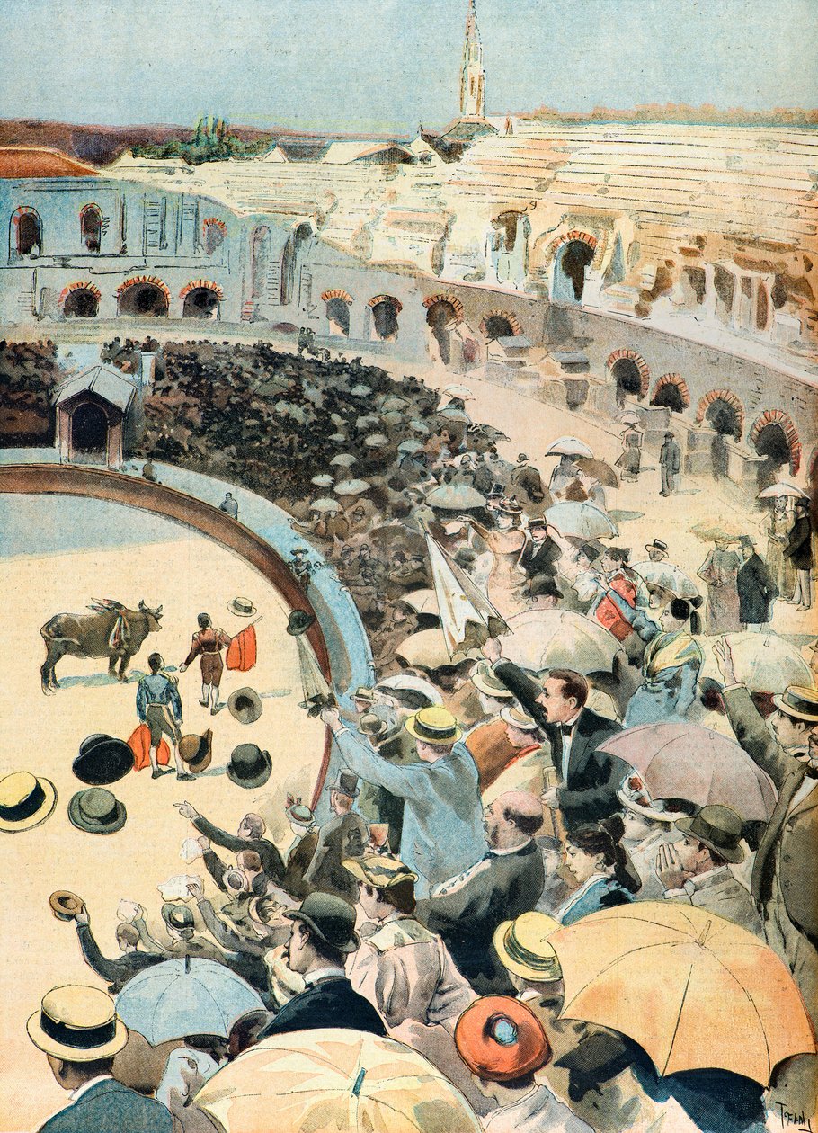 Ein Stierkampf in den Arenen von Nimes von Oswaldo Tofani