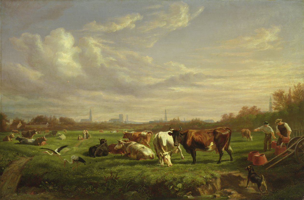 Wiese mit der Stadt Dammtor im Hintergrund, 1856 von Otto Speckter