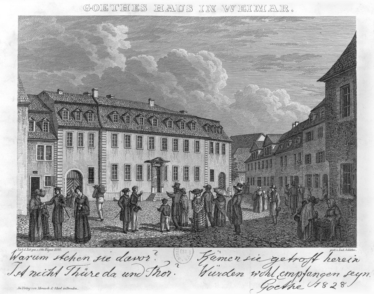 Das Haus von Johann Wolfgang von Goethe (1749-1832) in Weimar, graviert von Ludwig Schutze (1807-72), 1827-28 von Otto Wagner
