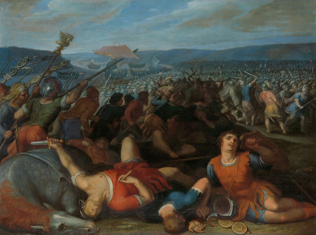 Die Bataver besiegen die Römer am Rhein, 1600-13 von Otto van Veen