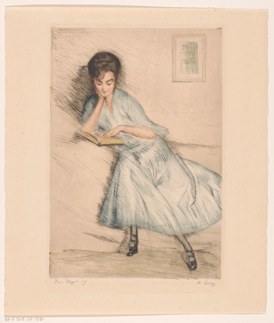 Lesende Frau von Otto Goetze (signed by artist)