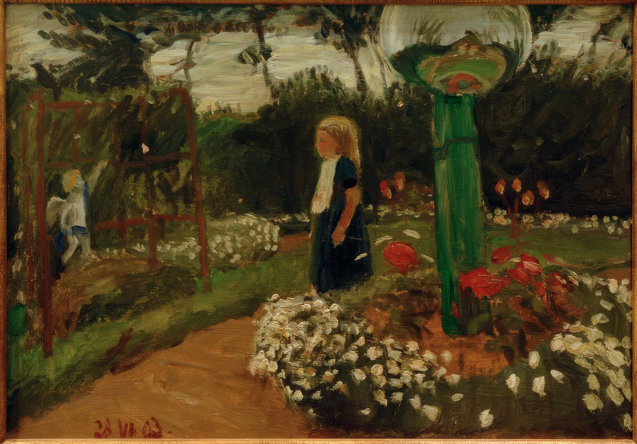 Elsbeth im Garten mit Glaskugel von Otto Modersohn