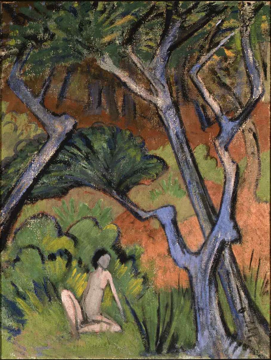 Waldlandschaft mit Akt, 1924 von Otto Mueller