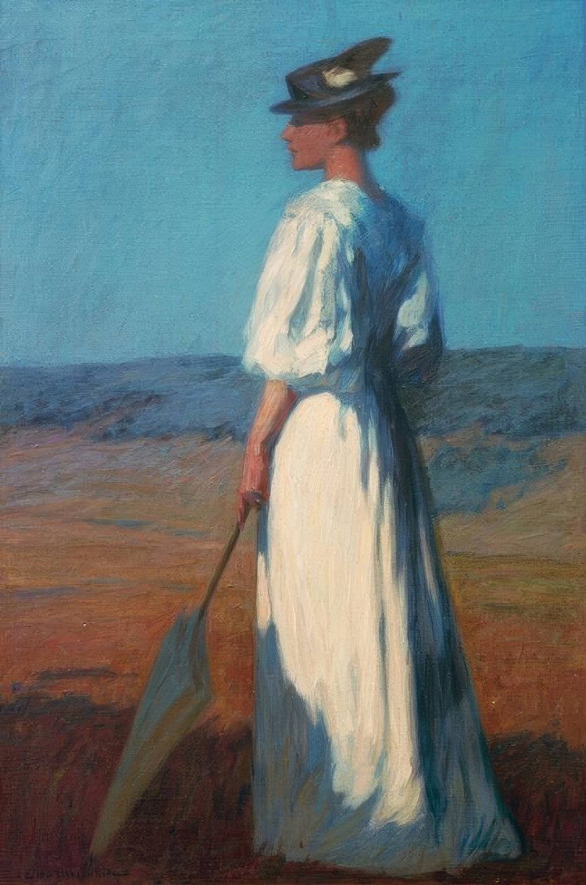 Frau in Weiß von Otto Ubbelohde