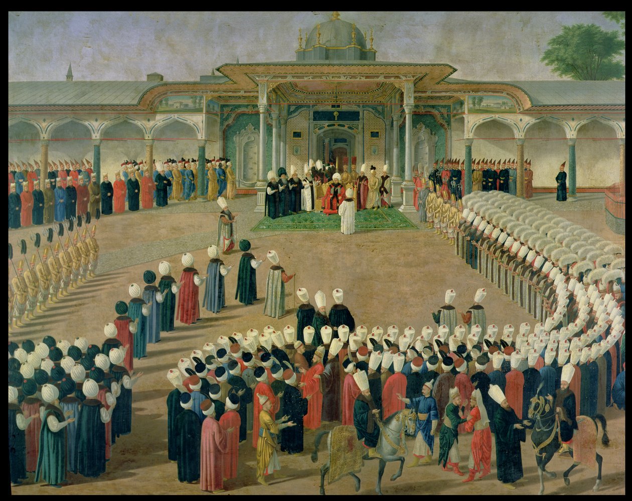 Empfang am Hof von Sultan Selim III im Topkapi-Palast, spätes 18. Jahrhundert von Ottoman School