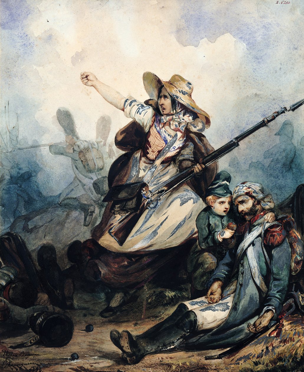Eine Barrikade im Jahr 1830, 1834 von P. Manguin