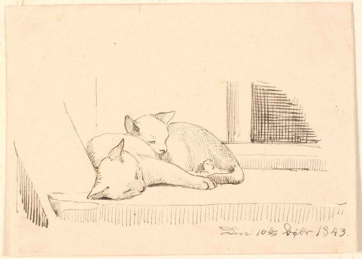 Zwei schlafende Katzen von P.C. Skovgaard