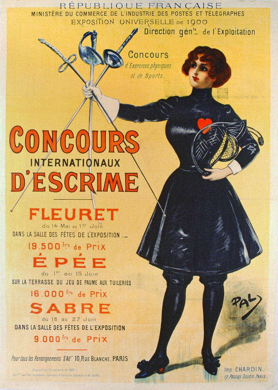 Plakat zur Werbung für die Internationalen Fechtwettbewerbe, 1900 von Pal