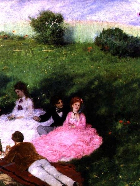 Picknick im Mai (Detail), 1873 von Pál Szinyei Merse