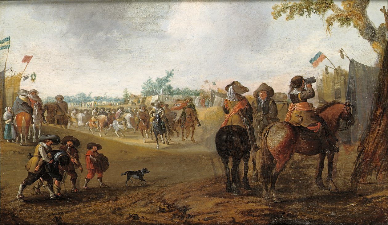 Ein militärisches Lager mit Kavalleristen von Palamedes Palamedesz