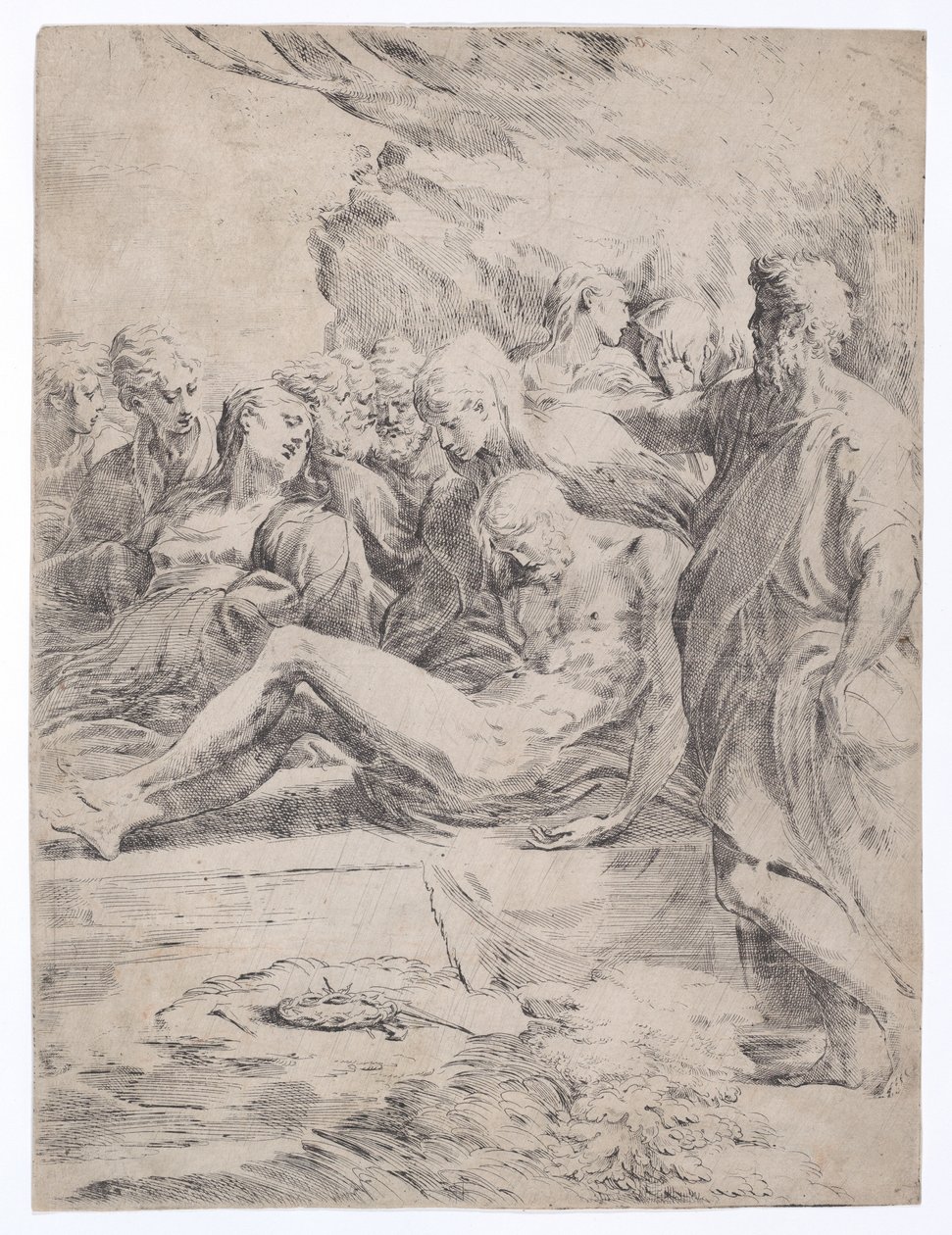 Grablegung nach links, 1529-1530 von Parmigianino