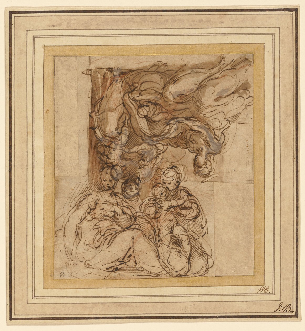 Zwei Studien für eine Heilige Familie von Parmigianino