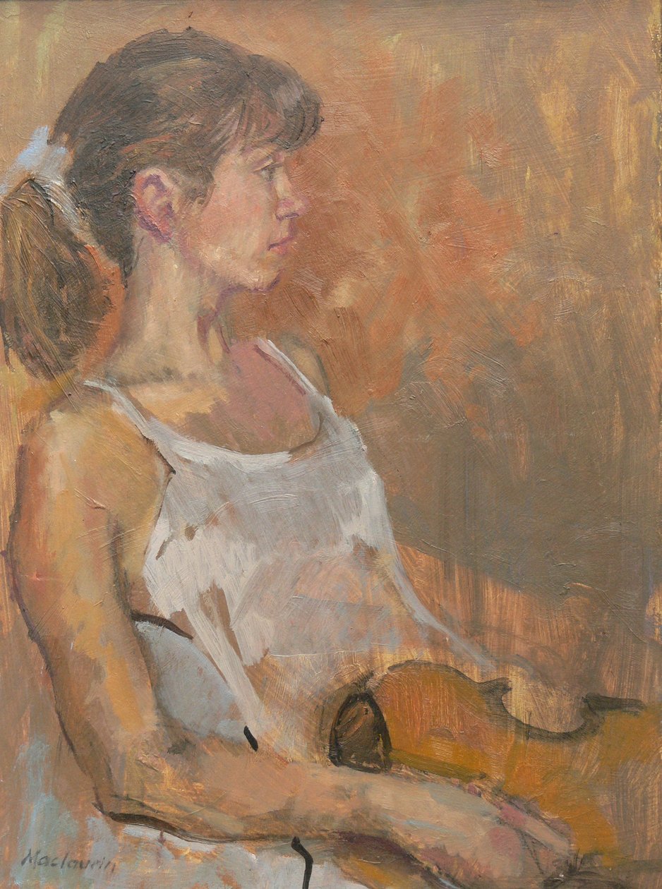Mädchen mit Geige, 2007 von Pat Maclaurin