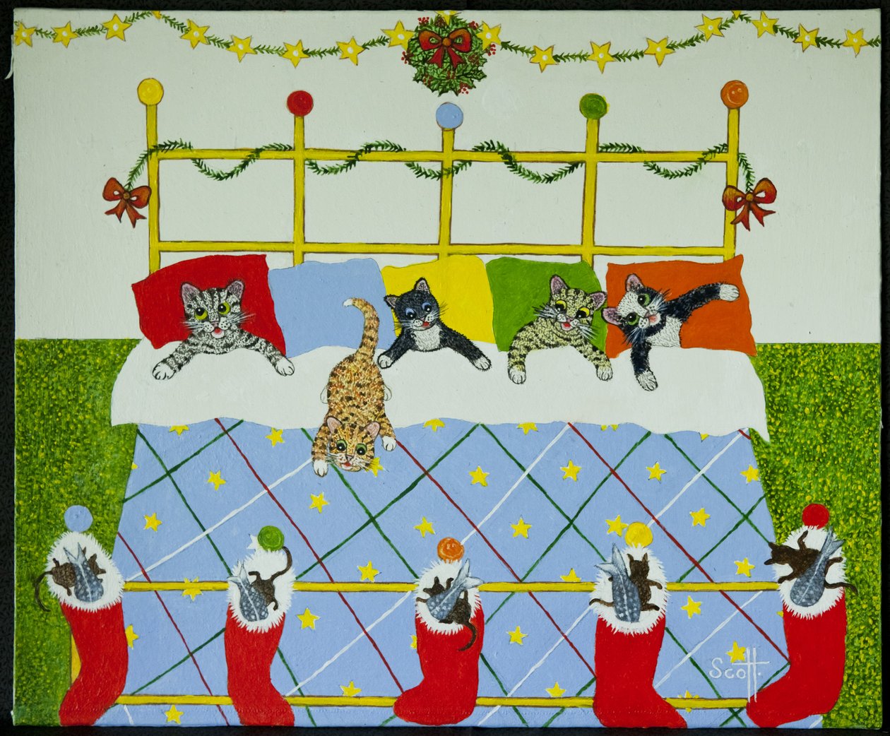 Weihnachtsmorgen, 5 im Bett von Pat Scott
