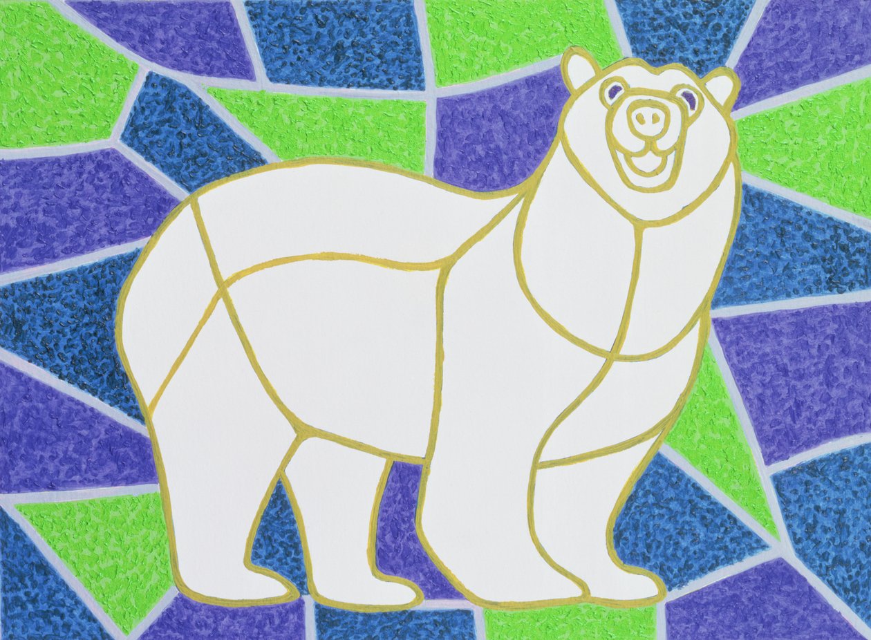 Eisbär auf Buntglas von Pat Scott