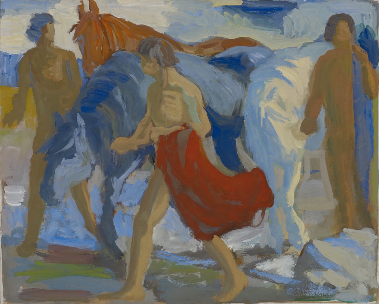 Junge Männer mit Pferden, ca. 1913-15 von Paul Altherr