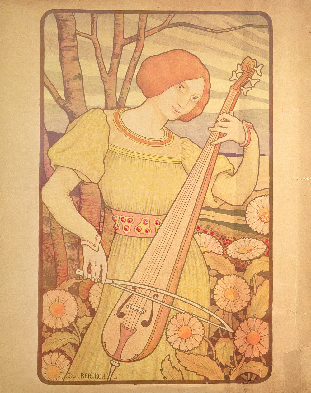 Junge Frau mit Laute von Paul Berthon