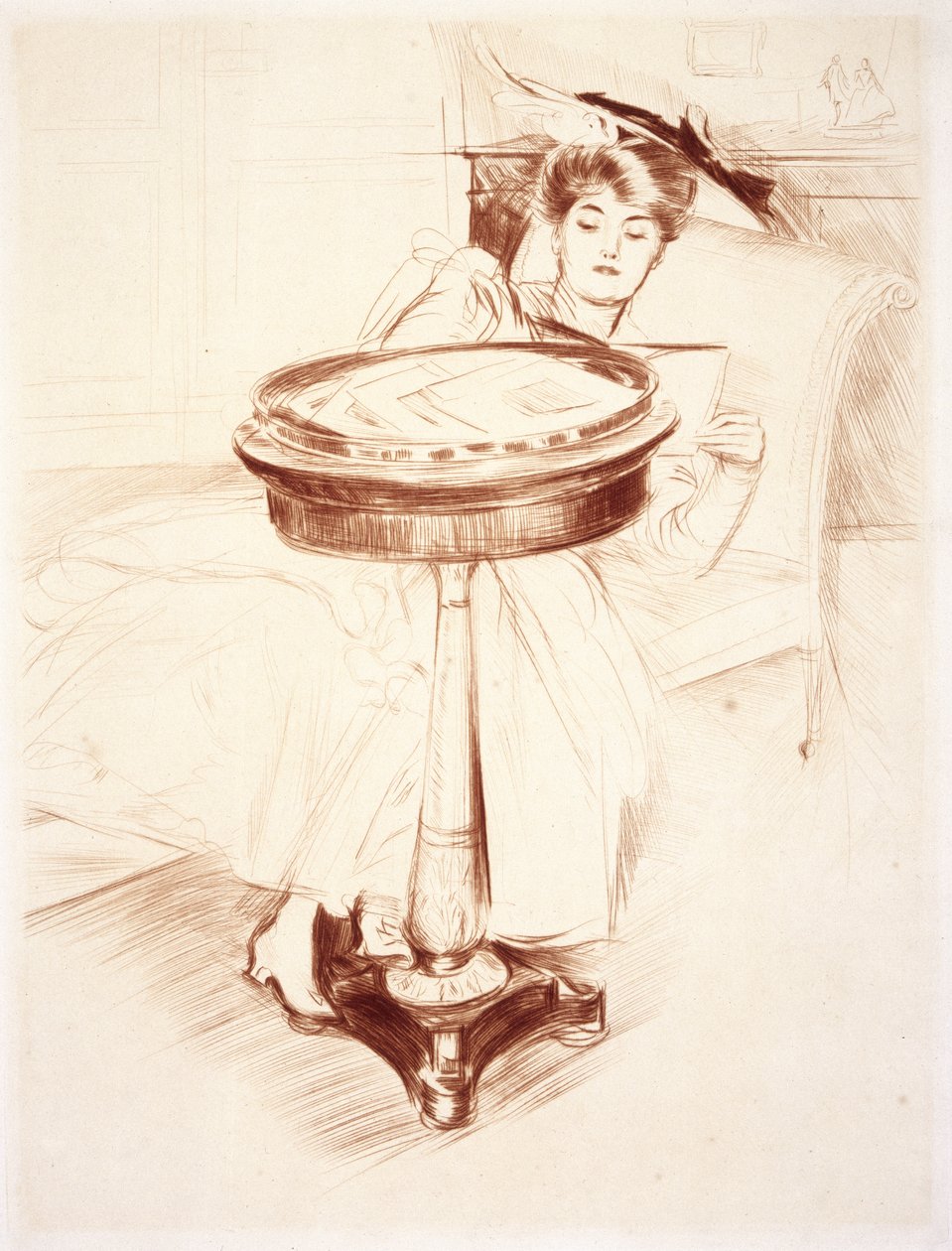 Frau beim Lesen, ca. 1895 von Paul Cesar Helleu