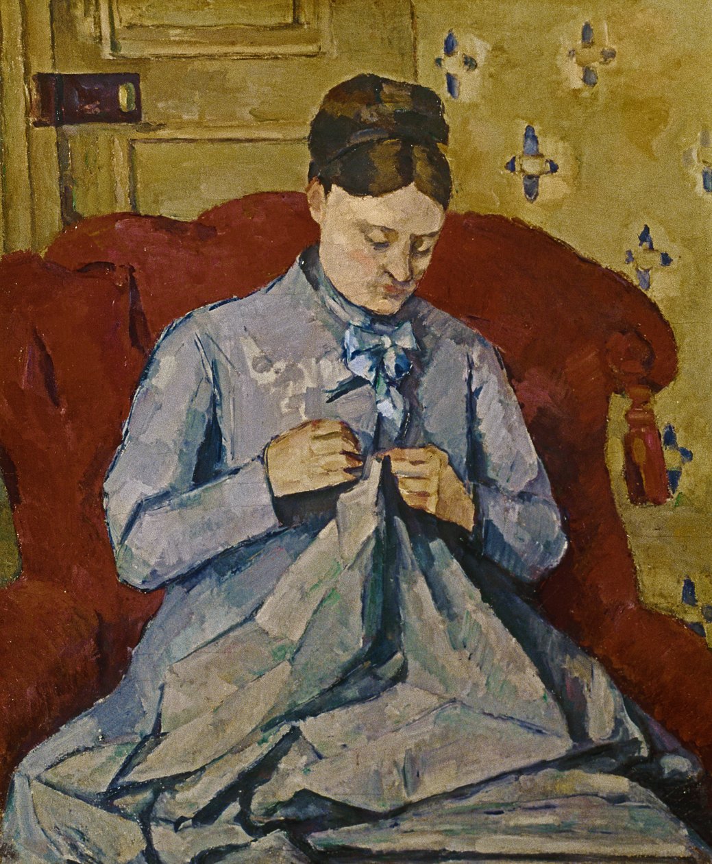 Madame Cézanne beim Nähen von Paul Cézanne