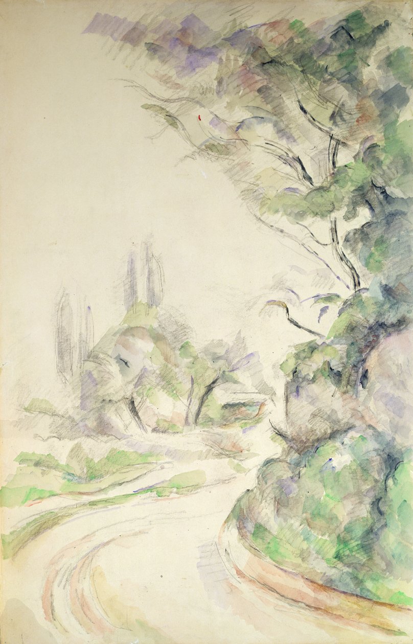 Die kurvenreiche Straße, ca. 1900-06 von Paul Cézanne