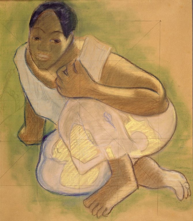 Kauerndes Mädchen von Tahiti von Paul Gauguin