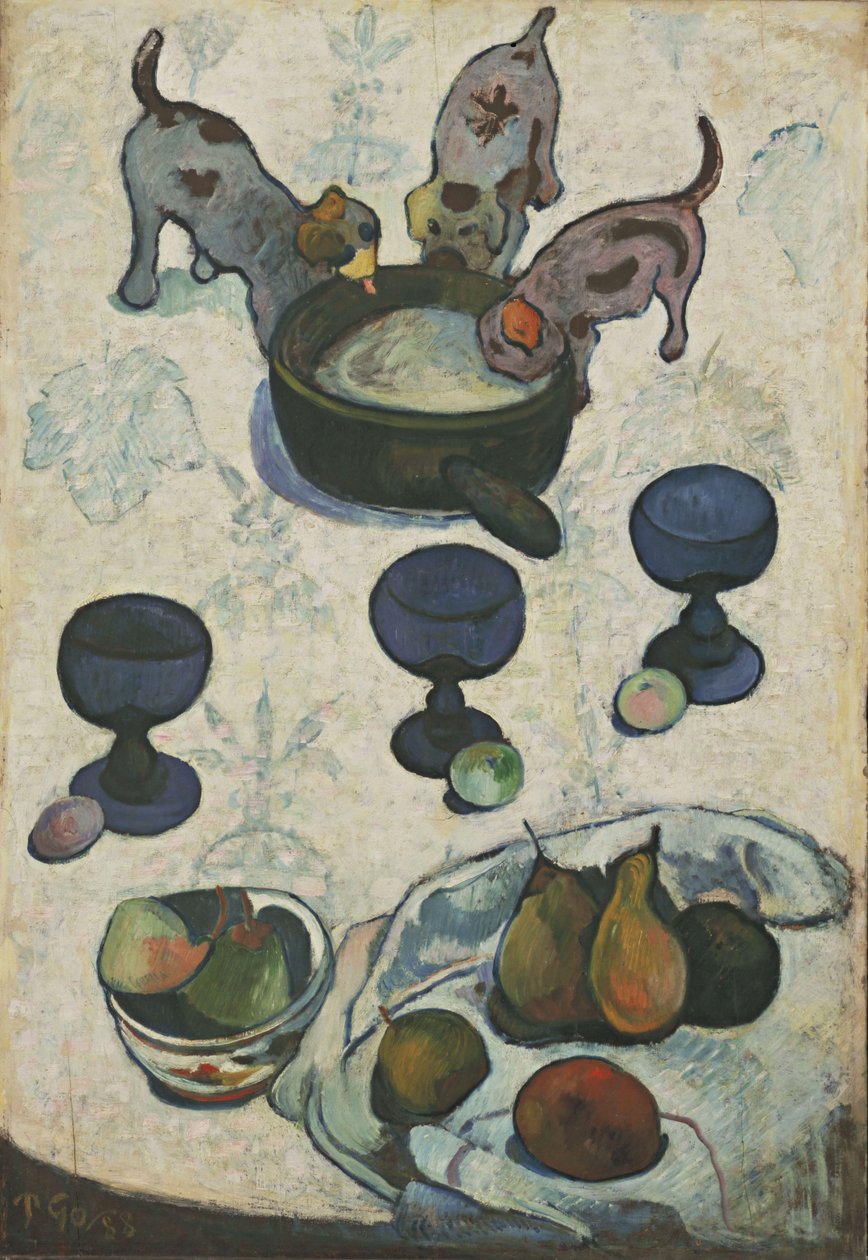 Stillleben mit drei Welpen von Paul Gauguin