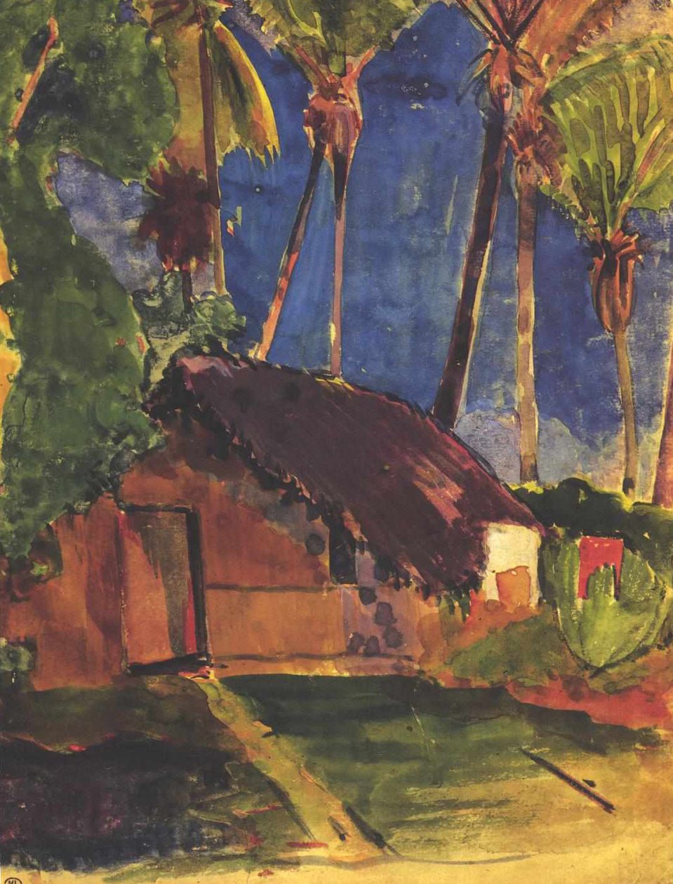 Strohhütte unter Palmen von Paul Gauguin